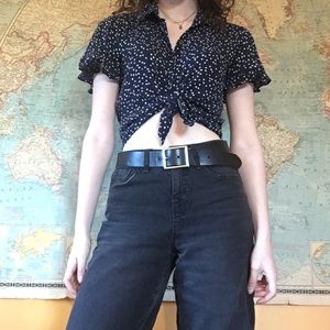 Button down polka dot blouse